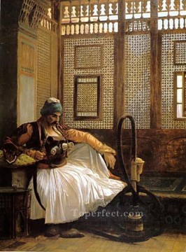 ジャン・レオン・ジェローム Painting - ギリシャ・アラビアン・オリエンタリズムを吸うアルノート ジャン・レオン・ジェローム